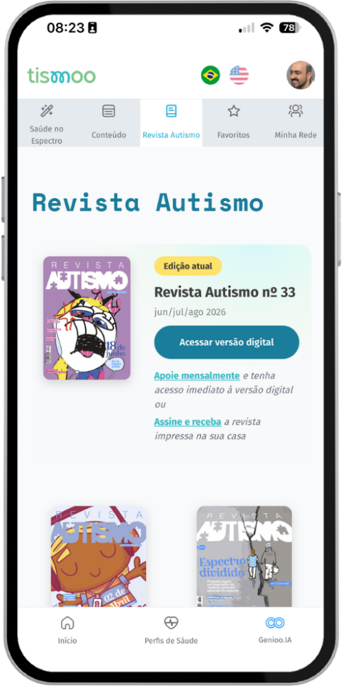 Tela da Revista Autismo no app