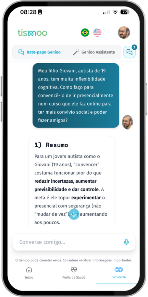 Tela do Genioo no app